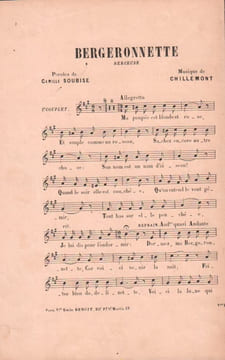 Partition de la chanson : Bergeronnette Berceuse . - Chillemont - Soubise Camille