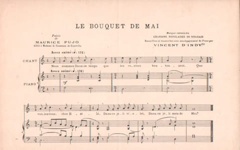 Partition de la chanson : Bouquet de Mai (Le) Musique extraite des Chansons Populaires du Vivarais, Recueillies et trancrites avec accompagnement de piano