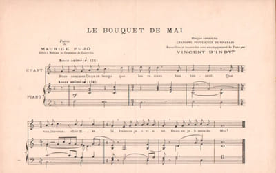 Partition de la chanson : Bouquet de Mai (Le) Musique extraite des Chansons Populaires du Vivarais, Recueillies et trancrites avec accompagnement de piano       