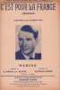 Partition de la chanson : C'est pour la France Les chansons du front dédié à tous les Français       . Marino - Krier Georges - Krier Georges,Moyne ...