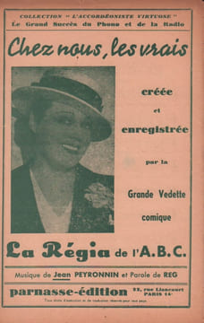 Partition de la chanson : Chez nous, les vrais . La Régia - Peyronnin Jean - Reg