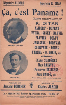 Partition de la chanson : ça, c'est Paname ! . Alibert,Gesky,Rainvyl Mad,Doryval,Ditan Karl,Courtade,Duprat,Flavien,Vylna,Delierre ...