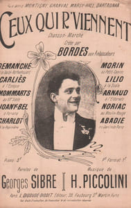 Partition de la chanson : Ceux qui r'viennent Chanson marche Eldorado,Moulin Rouge,Gaîté Rochechouart,Scala,Petit Casino,Théâtre des Ambassadeurs,Epoque (L'),Jardin de Paris,Pépinière,Au Vingtième Siècle