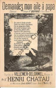 Partition de la chanson : Demandez mon aile à papa Eden Concert. Duparc-Mlle - Chatau Henri - Delormel,Villemer