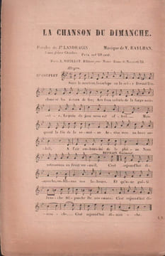 Partition de la chanson : Chanson du Dimanche (La) . - Raylhan V. - Landragin Jh.