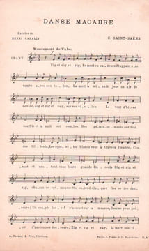 Partition de la chanson : Danse Macabre . - Saint-Saëns Camille - Cazalis Henri
