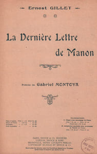 Partition de la chanson : Dernière lettre de Manon (La) Poésie