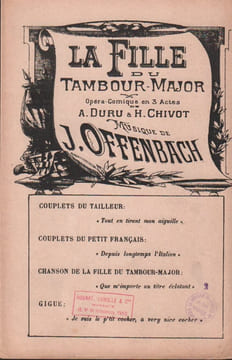 Partition de la chanson : Fille du Tambour-Major (La) Cahier contenant quatre titres : - Tout en tirant mon aiguille - Depuis longtemps l'Italien - ...