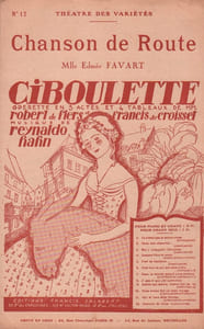 Partition de la chanson : Chanson de route Ciboulette Théâtre des Variétés