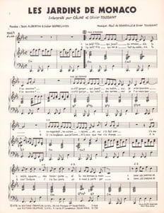 Partition de la chanson : Jardins de Monaco (Les)        