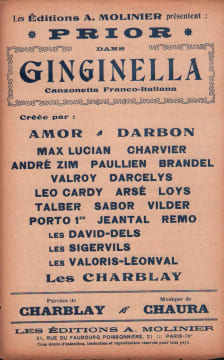 Partition de la chanson : Ginginella Chanson Franco-Italiana tranche fragilisée . ...