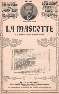 Partition de la chanson : Grand singe d'Amérique (Le) Chanson de l'Orang-Outang     Mascotte (La)  