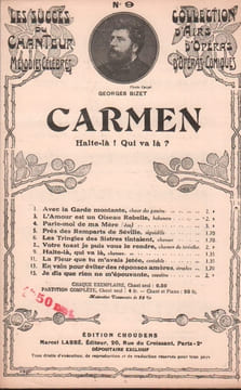 Partition de la chanson : Halte-là ! qui va là ? Carmen . - Bizet Georges - Halévy Ludovic,Meilhac Henri