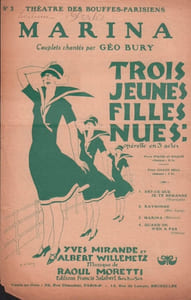 Partition de la chanson : Marina Trois jeunes filles nues Théâtre des Bouffes Parisiens