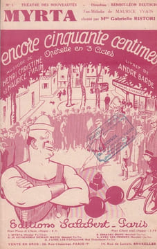 Partition de la chanson : Myrta Encore cinquante centimes Théâtre des Nouveautés. Ristori Gabrielle - Yvain Maurice - Barde André