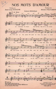 Partition de la chanson : Nos mots d'amour