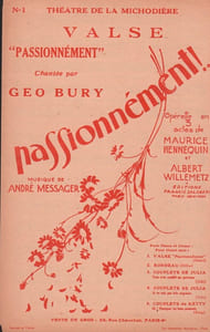Partition de la chanson : Passionnément !      Passionnément  Théâtre de la Michodière
