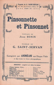 Partition de la chanson : Pinsonnette et Pinsonnet        