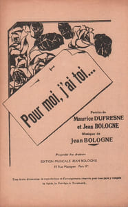 Partition de la chanson : Pour moi, j'ai toi ...