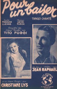 Partition de la chanson : Pour un baiser . Lys Christiane,Raphaël Jean - Puech Henri - Llenas François
