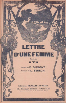 Partition de la chanson : Lettre d'une femme Rondeau . - Bénech Ferdinand Louis - Dumont Ernest