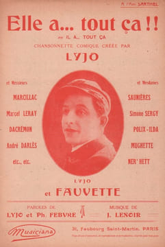 Partition de la chanson : Elle a ... tout ça !! ou il a ... tout ça Tranche fragilisée, adhésif spécial papier Chanson comique . Lyjo - Lenoir ...