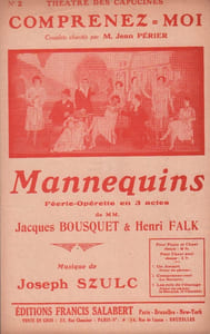 Partition de la chanson : Comprenez-moi Mannequins Théâtre des Capucines