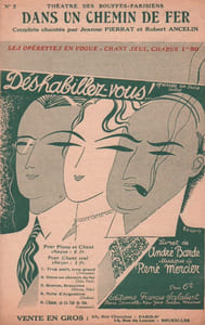 Partition de la chanson : Dans un chemin de fer Déshabillez-vous ! Théâtre des Bouffes Parisiens