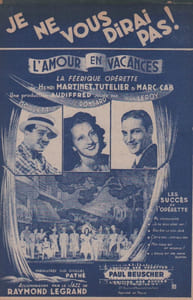 Partition de la chanson : Je ne vous dirai pas ! Amour en vacances (l')