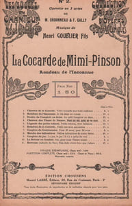 Partition de la chanson : Rondeau de l'inconnue Cocarde de Mimi-Pinson (La)