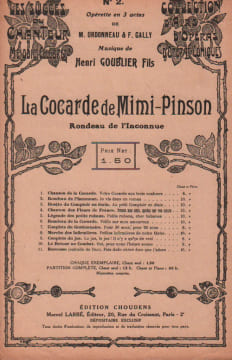 Partition de la chanson : Rondeau de l'inconnue Cocarde de Mimi-Pinson (La) . Beauval - Goublier Henri - Ordonneau Maurice,Gally F.