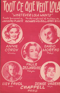Partition de la chanson : Tout ce que veut Lola ( Whaterver Lola wants )        