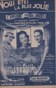 Partition de la chanson : Vous êtes la plus jolie Amour en vacances (l')