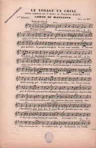 Partition de la chanson : Choeur de matelots Voyage en Chine