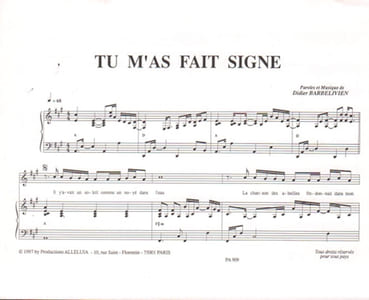 Partition de la chanson : Tu m'as fait signe        