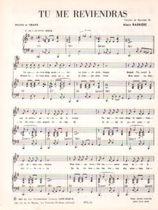 Partition de la chanson : Tu me reviendras