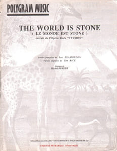 Partition de la chanson : The world is stone ( le monde est stone )      Starmania  