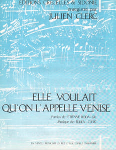 Partition de la chanson : Elle voulait qu'on l'appelle Venise Edition 1984