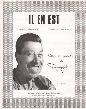 Partition de la chanson : Il en est . Fernandel - Blaness Georges - Rivgauche Michel