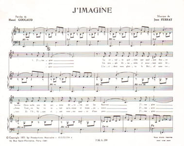 Partition de la chanson : J'imagine