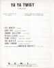 Partition de la chanson : Ya ya twist        . Clark Petula,Hallyday Johnny,The Beatles,Dee Joey,Lennon John,Dorsey Lee - Robinson Morgan,Dorsey Lee - ...