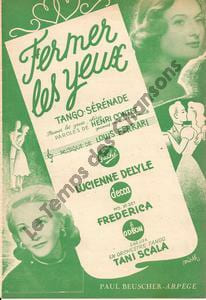 Partition de la chanson : Fermer les yeux