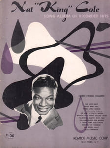 Partition de la chanson : Nat " king " Cole song album of recorded hits Album édition originale de 12 partitions chant et piano : - Blue gardenia - Body and soul - Go to sleep my sleepy head - I know that you know - i'll string along with you - It's only a paper moon - Love nest - Return to paradise - Sweet Georgia brown - Three little words - Too marvelous for words - What is this thing called love ?