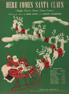 Partition de la chanson : Here comes Santa Claus ( Right down Santa Claus Lane ) Chanson de Noël