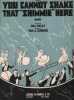 Partition de la chanson : You cannot shake that " Shimmie " here Edition originale am&eacute;ricaine , partition piano et chant       .  - Van and Schenck - ...
