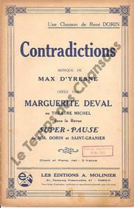 Partition de la chanson : Contradictions      Super-Pause  Théâtre Michel