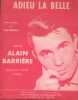 Partition de la chanson : Adieu la belle        . Barri&egrave;re Alain - Barri&egrave;re Alain - Barri&egrave;re Alain