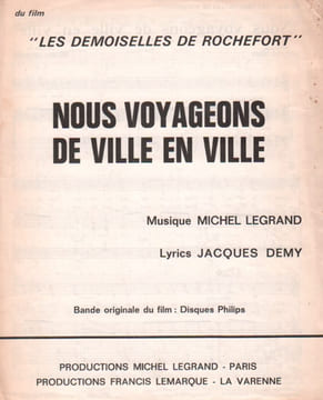 Partition de la chanson : Nous voyageons de ville en ville Demoiselles de Rochefort (Les) . - Legrand Michel - Demy Jacques