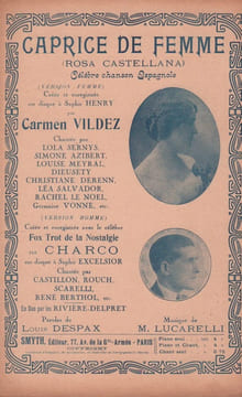 Partition de la chanson : Caprice de femme ( Rosa Castellana ) . Charco Louis,Vildez Carmen - Lucarelli M. - Despax Louis