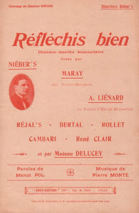 Partition de la chanson : Réfléchis bien Chanson humanitaire Folies Bergères